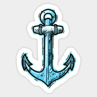 Blue anchor, sailor tattoo sketch style Sticker